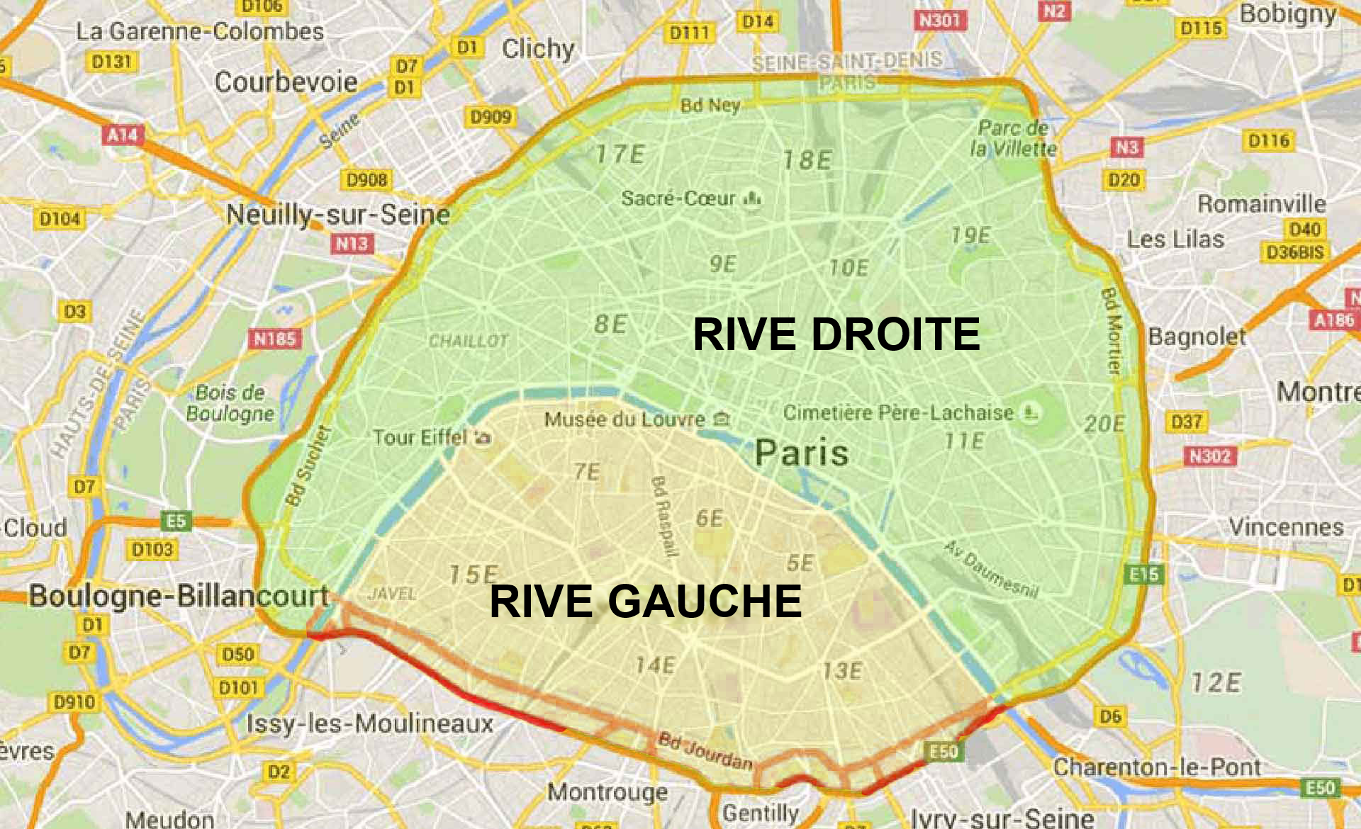 Carte Rive Gauche / Rive Droite